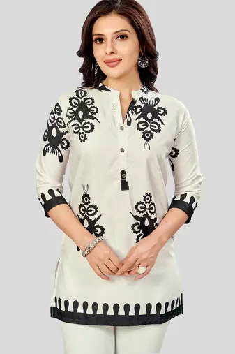 Saree swarg poly crepe printed short kurti