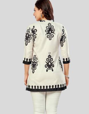  poly crepe printed short kurti 2