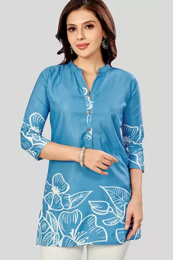Saree swarg poly crepe printed short kurti