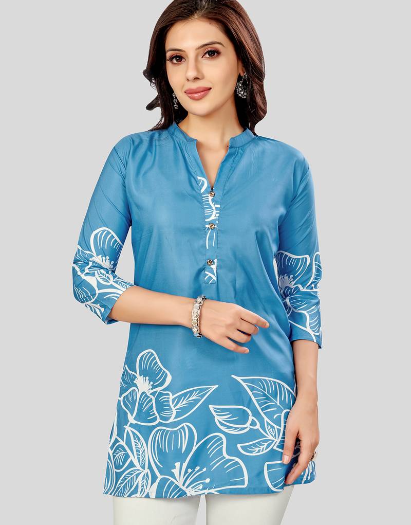Saree swarg poly crepe printed short kurti