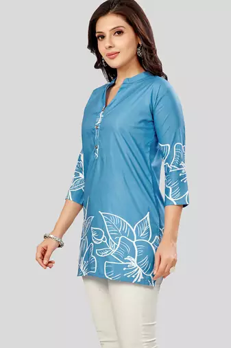 Saree swarg poly crepe printed short kurti