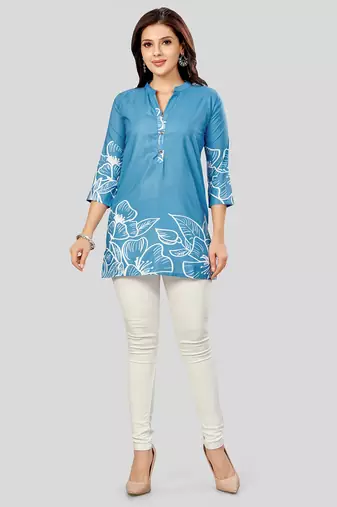 Saree swarg poly crepe printed short kurti