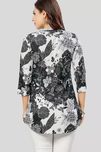  poly crepe printed short kurti