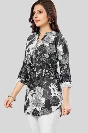  poly crepe printed short kurti