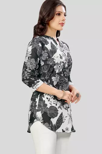 poly crepe printed short kurti