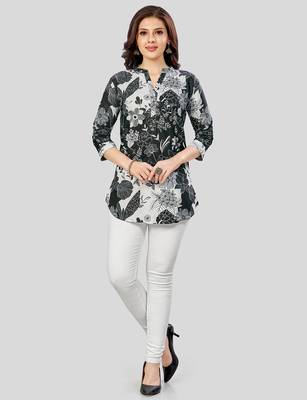  poly crepe printed short kurti 5