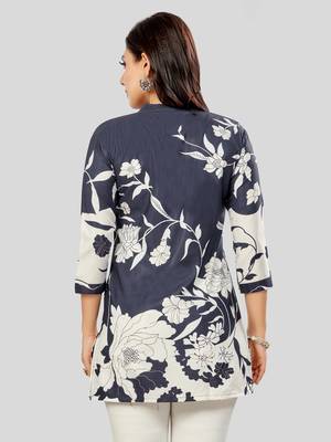  poly crepe printed short kurti 2