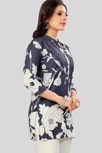  poly crepe printed short kurti