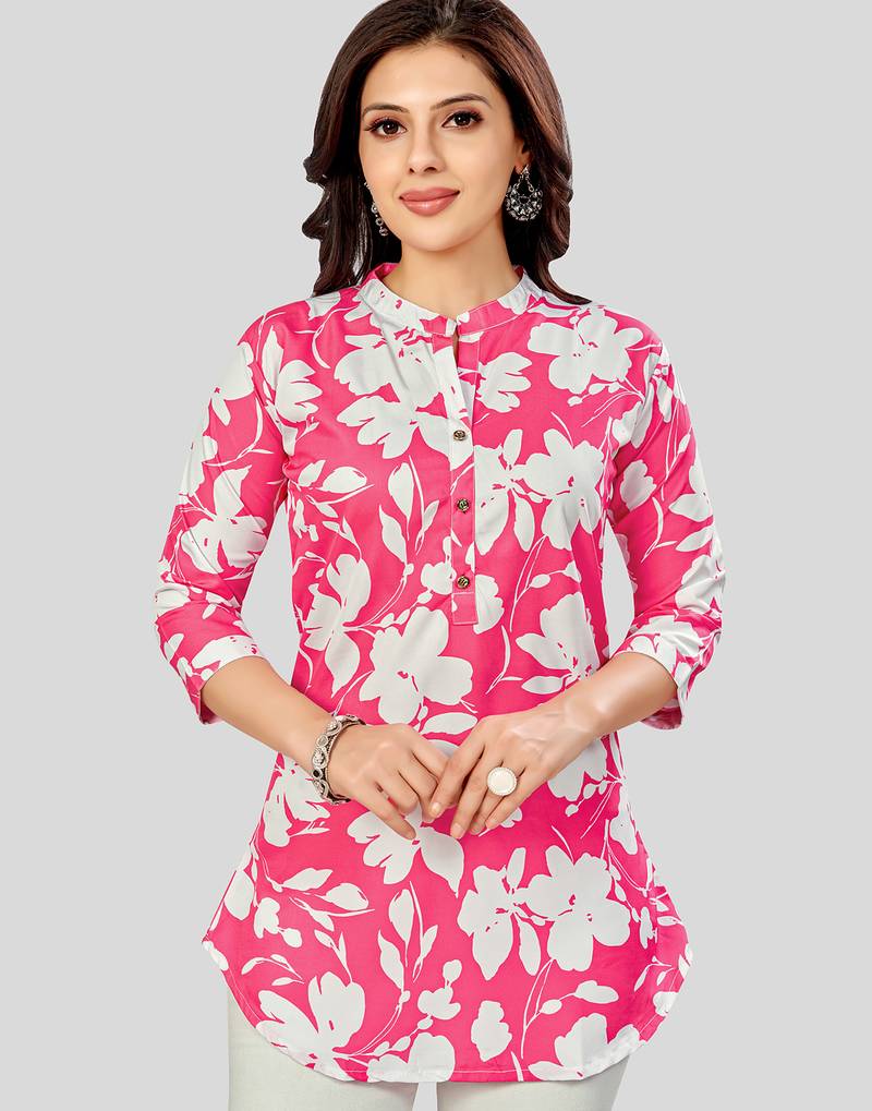 Saree swarg poly crepe printed short kurti