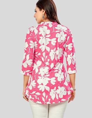  poly crepe printed short kurti 2