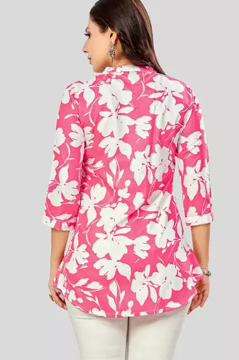  poly crepe printed short kurti