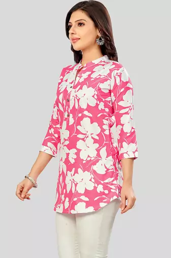  poly crepe printed short kurti