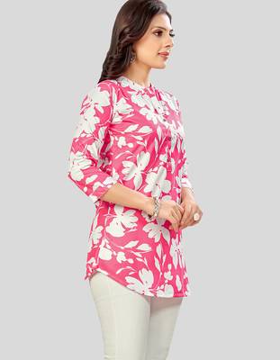  poly crepe printed short kurti 4