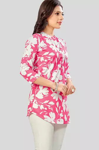  poly crepe printed short kurti