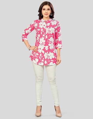  poly crepe printed short kurti 5