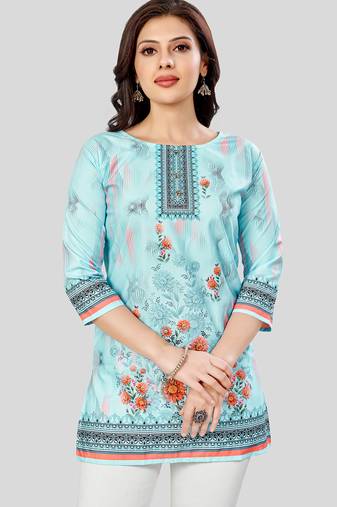 Saree swarg poly crepe printed short kurti