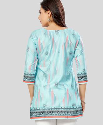  poly crepe printed short kurti 2
