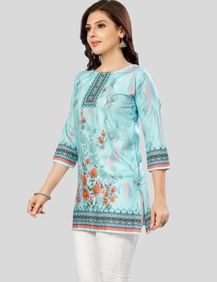  poly crepe printed short kurti 3