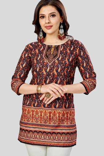 Saree swarg poly crepe printed short kurti