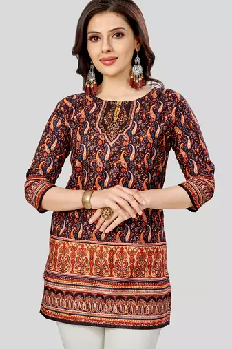 Saree swarg poly crepe printed short kurti