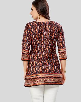  poly crepe printed short kurti 2