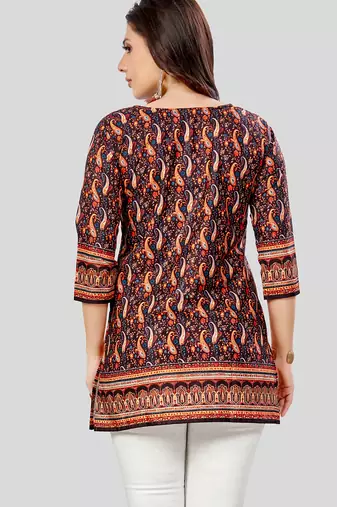  poly crepe printed short kurti