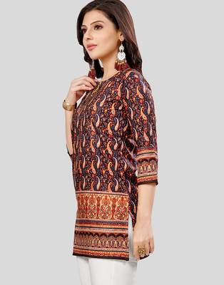  poly crepe printed short kurti 3
