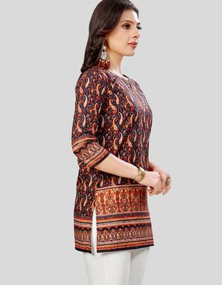  poly crepe printed short kurti 4