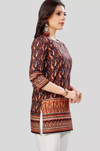  poly crepe printed short kurti