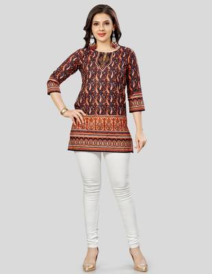  poly crepe printed short kurti 5
