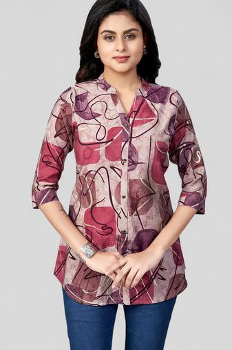 Saree swarg chanderi printed short kurti
