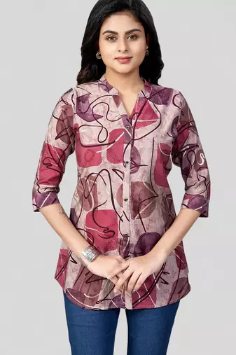 Saree swarg chanderi printed short kurti