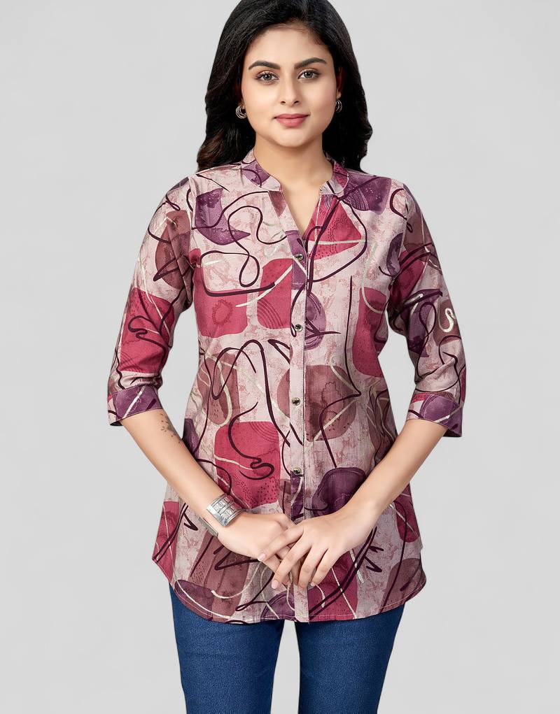 Saree swarg chanderi printed short kurti