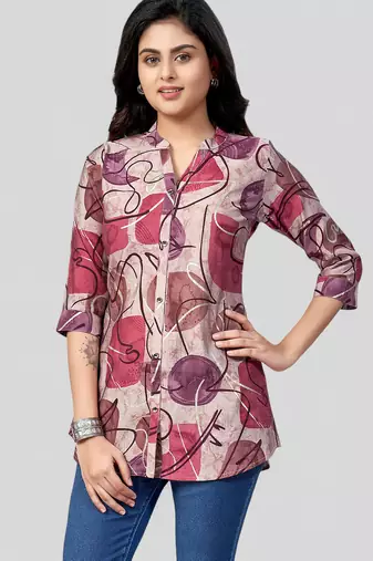 Saree swarg chanderi printed short kurti
