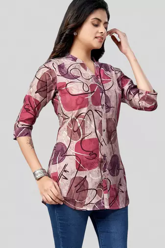 Saree swarg chanderi printed short kurti
