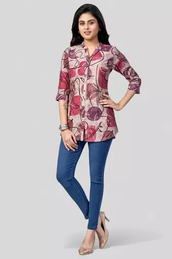 Saree swarg chanderi printed short kurti
