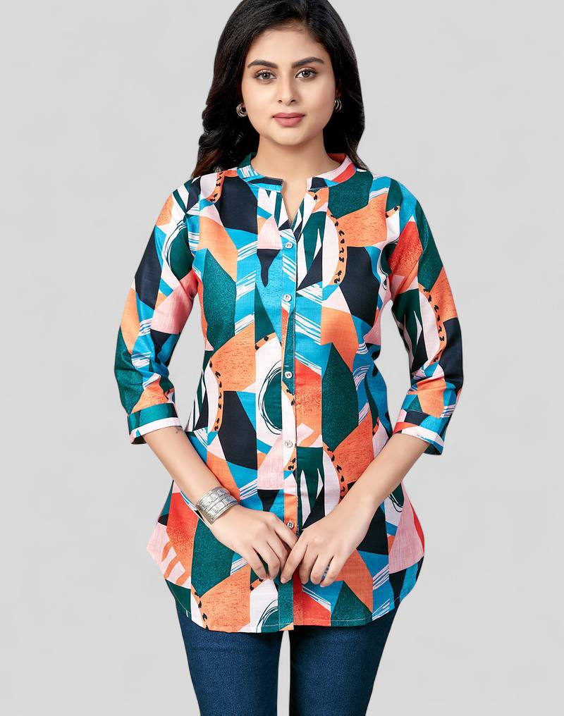 Saree swarg cotton blend printed short kurti