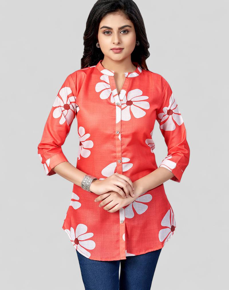 Saree swarg cotton blend printed short kurti