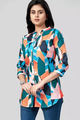  cotton blend printed short kurti