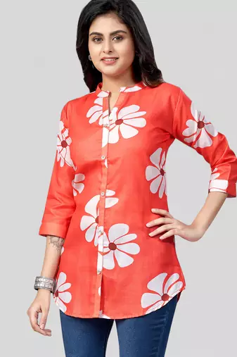  cotton blend printed short kurti