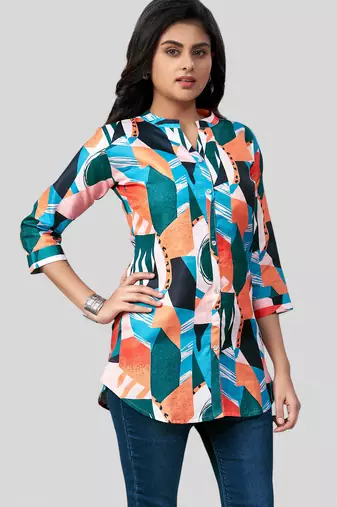  cotton blend printed short kurti