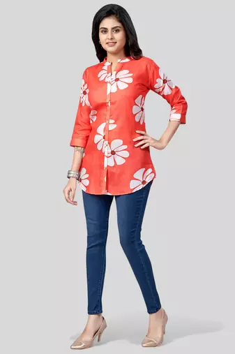  cotton blend printed short kurti