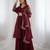 Maroon Embroidered Straight Suit Set