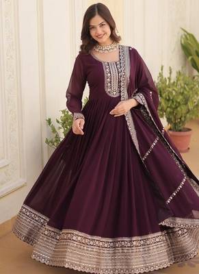 Faux blooming gown with rich sequins embroidered work 1