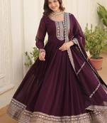 Faux blooming gown with rich sequins embroidered work