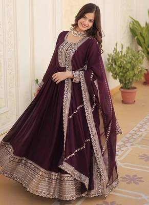Faux blooming gown with rich sequins embroidered work 2