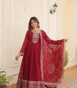 Faux blooming sequin embroidered Gown