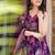 Plum Purple Floral Anarkali Kurta Pant Set with Dupatta