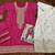 Pink chinon silk full stitched free size upto 42 wedding suits