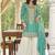 Aqua blue heavy chinon jacquars silk full stitched free size upto 44palazzo suits